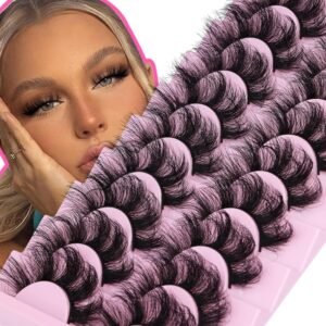 91e3GPAxUbL._SL1500_.jpg Mink Lashes Fluffy 20 MM Thick D Curl False Eyelashes Dramatic Long Strip Lashes Pack 6D Curly Wispy Full Fake Eyelashes That Look Like Extension by Goddvenus