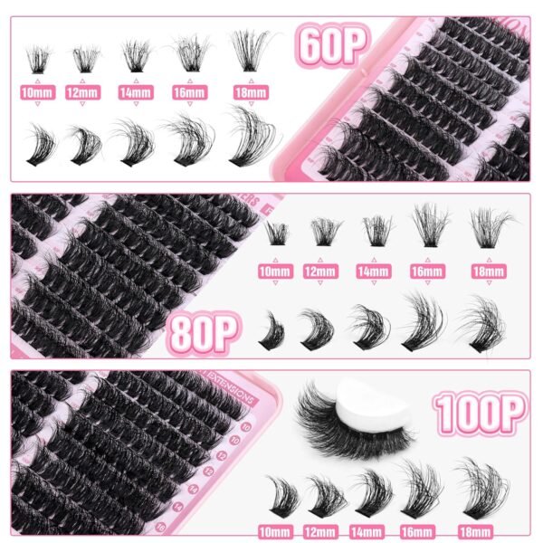 91edW3oXQWL._SL1500_.jpg Fluffier Lash Clusters Thick Volume Lash Extension 10-18mm Cluster Eyelash Extensions DIY Individual Lashes Wispy at Home Pestañas Pelo a Pelo by ALPHONSE (60D+80D+100D, 300pcs)