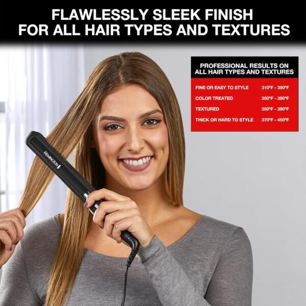 91ffKdVLxZL._AC_SL1500_.jpg Remington 1" Flat Iron, Hair Straightener with Anti-Static Technology, Rapid 30-Second Heat-Up, 60-Minute Auto Shut-Off, 30% Longer Ceramic Floating Plates, and Titanium-Ceramic Coating