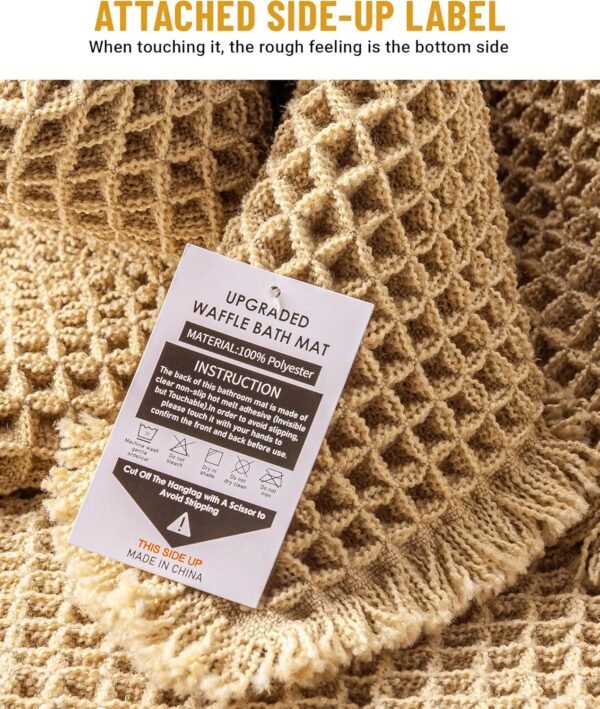 Large Waffle Bath Mat Set, Non Slip Bathroom Mat Set, Ultra Absorbent Bath Mats for Bathroom Decor, Extra Soft Floor Bathroom Rugs Sets 2 Piece, Washable Bath Rugs (20"×47" and 16"×24")