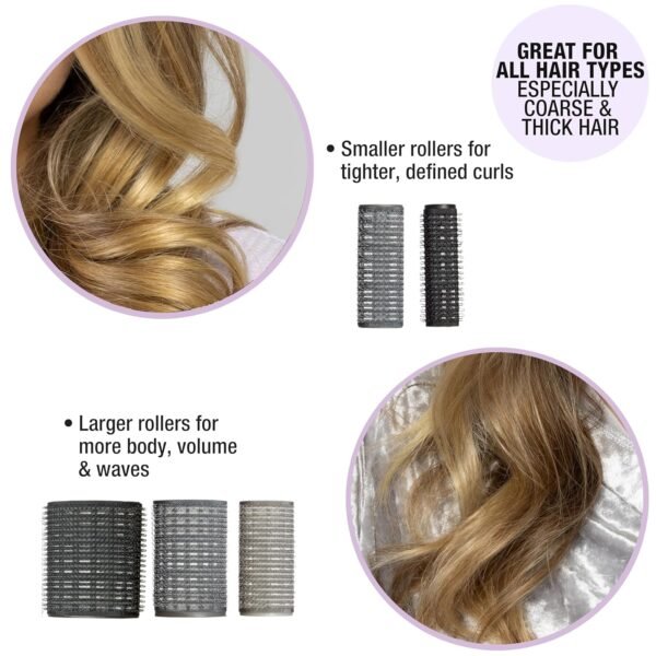 91kSlVKdOxL._SL1500_.jpg Conair Heatless Curlers 31 Count - Heatless Curls Overnight, Assorted Sizes - Self Grip Hair Rollers - Hair Styling Tools - Black & Gray - w/Storage Case