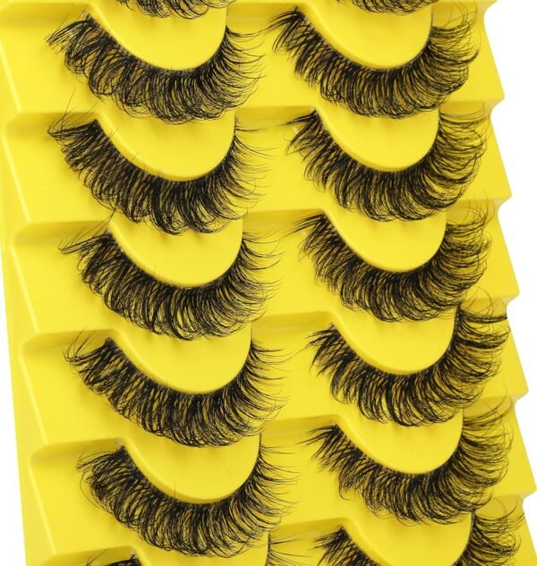 91lDTJIq2cL._SL1500_.jpg False Eyelashes Russian Strip Lashes D Curl Wispy Natural Look Faux Mink Lashes Like Eyelash Extension Fluffy zanlufly Transparent Band Cat Eye Fake Eyelashes Pack