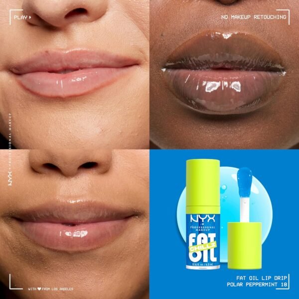 91nejxm34uL._SL1500_.jpg NYX PROFESSIONAL MAKEUP Fat Oil Chillz, Moisturizing, Shiny and Vegan Tinted Lip Gloss - Polar Peppermint (Sheer Blue)