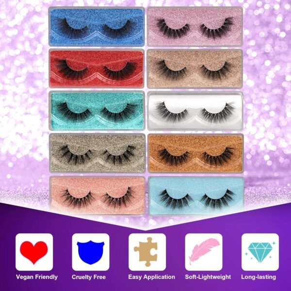 91pD6aA77qL._SL1500_.jpg 3D Faux Mink Lashes Wholesale Lashes Bulk 30 Pairs False Eyelashes Wispy 18mm Natural 10 Styles Mixed Soft Reusable Fake Eyelashes Pack with Glitter Portable Boxes
