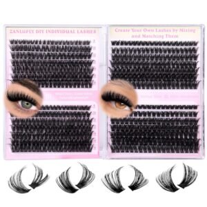 91q4WCgPXL._SL1500_.jpg Lash Clusters D-Curly Individual Lashes Volume Eyelash Clusters Bulk zanlufly Thick Lash Extension 560Pcs Natural DIY Eyelash Extension (9-16MM,60D+70D+80D+100D)