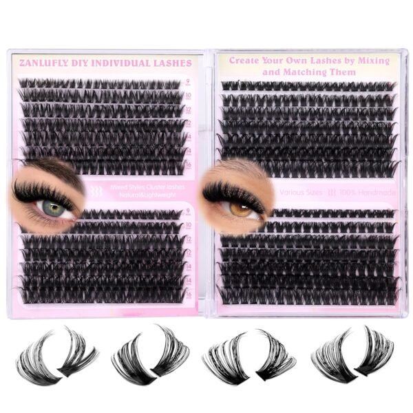 91q4WCgPXL._SL1500_.jpg Lash Clusters D-Curly Individual Lashes Volume Eyelash Clusters Bulk zanlufly Thick Lash Extension 560Pcs Natural DIY Eyelash Extension (9-16MM,60D+70D+80D+100D)