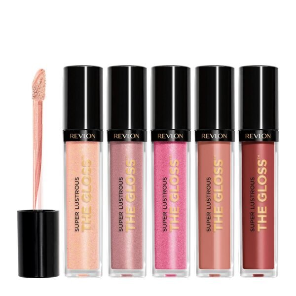 Revlon Super Lustrous The Gloss, 5 Piece Lipgloss Gift Set, Non-sticky High Shine Color in Cream & Pearl Finishes, Pack of 5, 0.75 Fl Oz