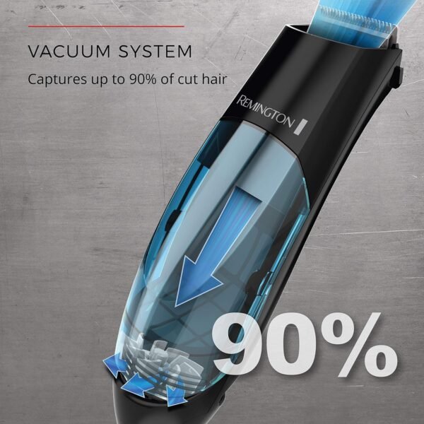 91vYl6hfzHL._SL1500_.jpg Remington Vacuum Haircut Kit, Vacuum Beard Trimmer, Hair Clippers for Men with Removable Hair Chamber and Dual Motor Power (18 pieces)