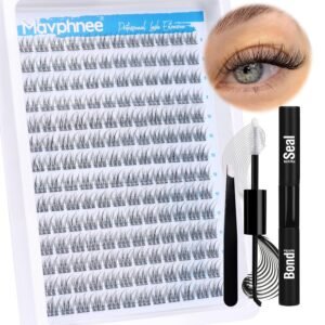 91yCytJiNRL._SL1500_.jpg Natural Cluster Lashes Kit 168 Pcs Wispy Lash Extensions CC-Curly 9-11MM Mixed Lengths Eyelash Extension Individual Kit with Lashes Bond and Seal and Tweezers DIY at Home by Mavphnee