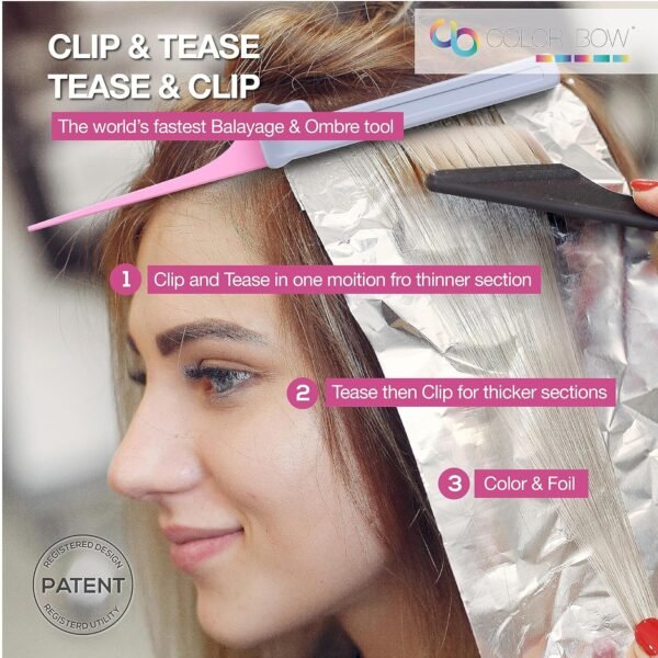 A11ATUJlHeL._SL1500_.jpg Teasing Clip Comb (5 Pack) Hair Coloring Styling Tools for Highlights Balayage Ombré Trimming Cutting Flat Iron Guide - Straightener Straightening Comb, Pink / Gray
