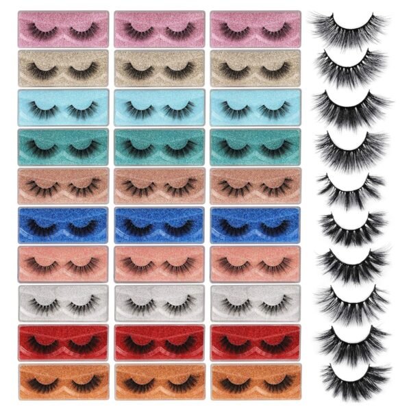 A14HvF6ndL._SL1500_.jpg 3D Faux Mink Lashes Wholesale Lashes Bulk 30 Pairs False Eyelashes Wispy 18mm Natural 10 Styles Mixed Soft Reusable Fake Eyelashes Pack with Glitter Portable Boxes