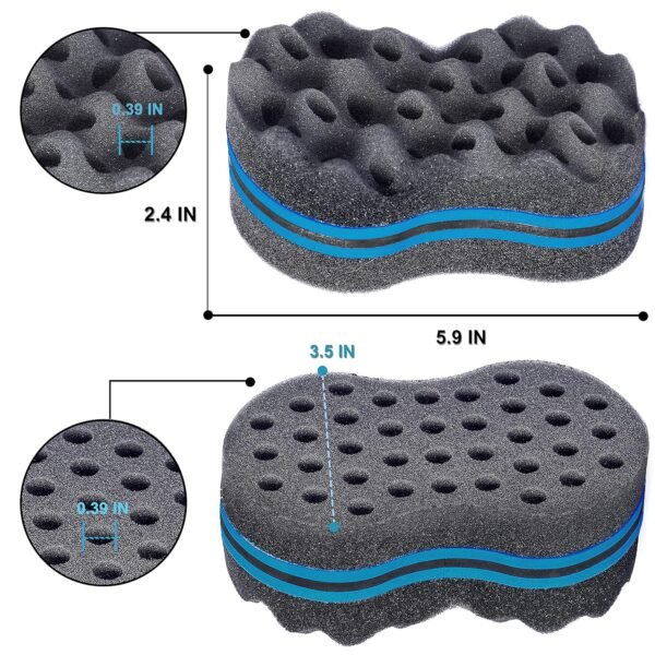 Magic Twist Hair Sponges Set, Big Holes Sponge Brush for Hair, Curling Sponge Glove for Men Women Curls with Metal Afro Pick(6.7 inch)